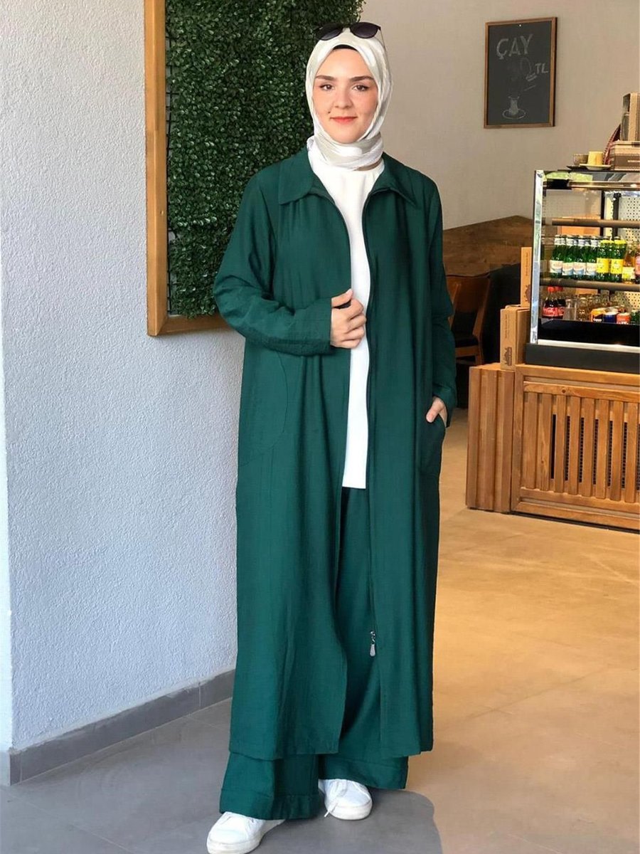 Berika Yıldırım Uzun Fermuarlı Kap Yeşil