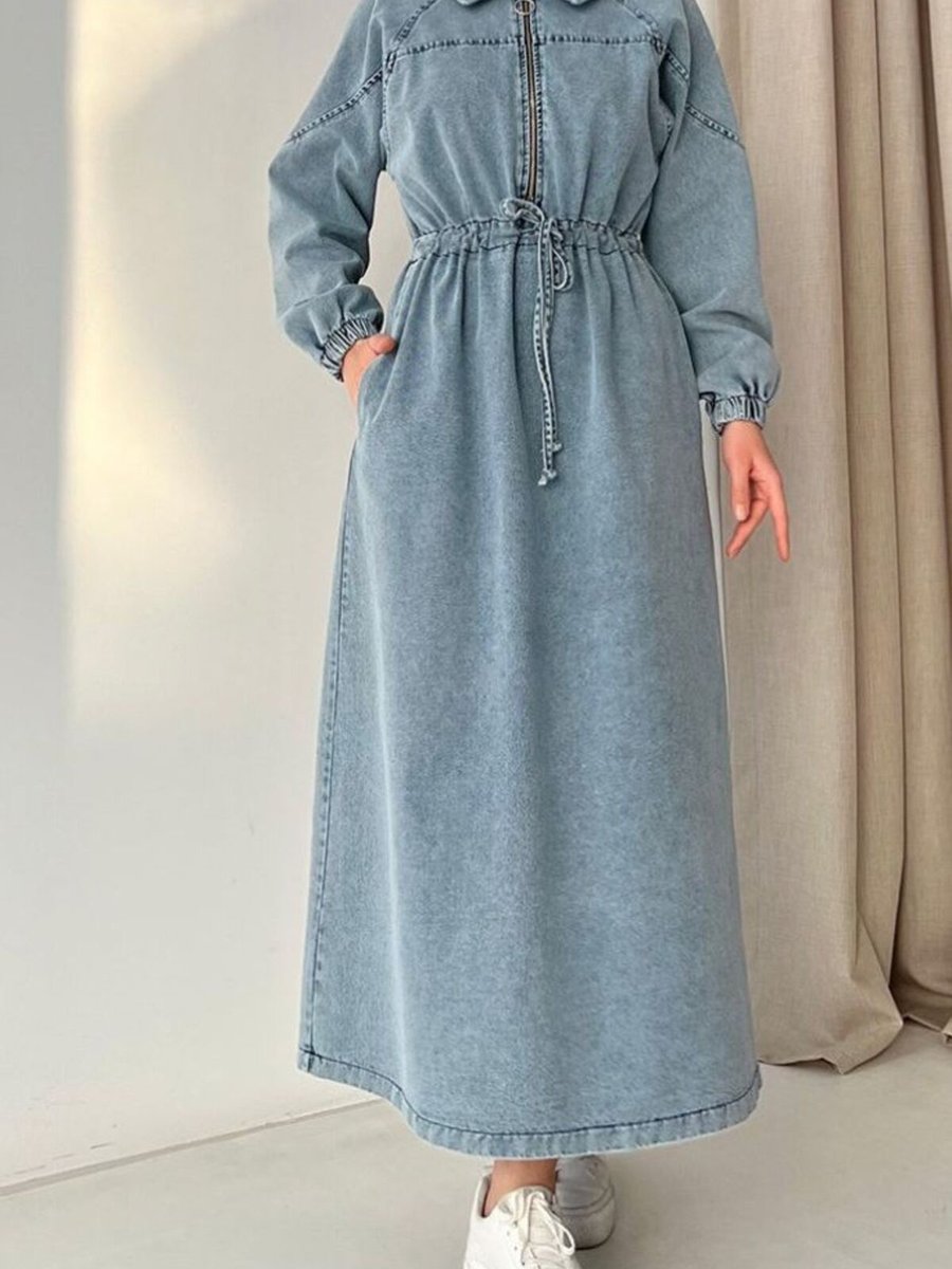Butik Lune Yeni Model Kot Elbise