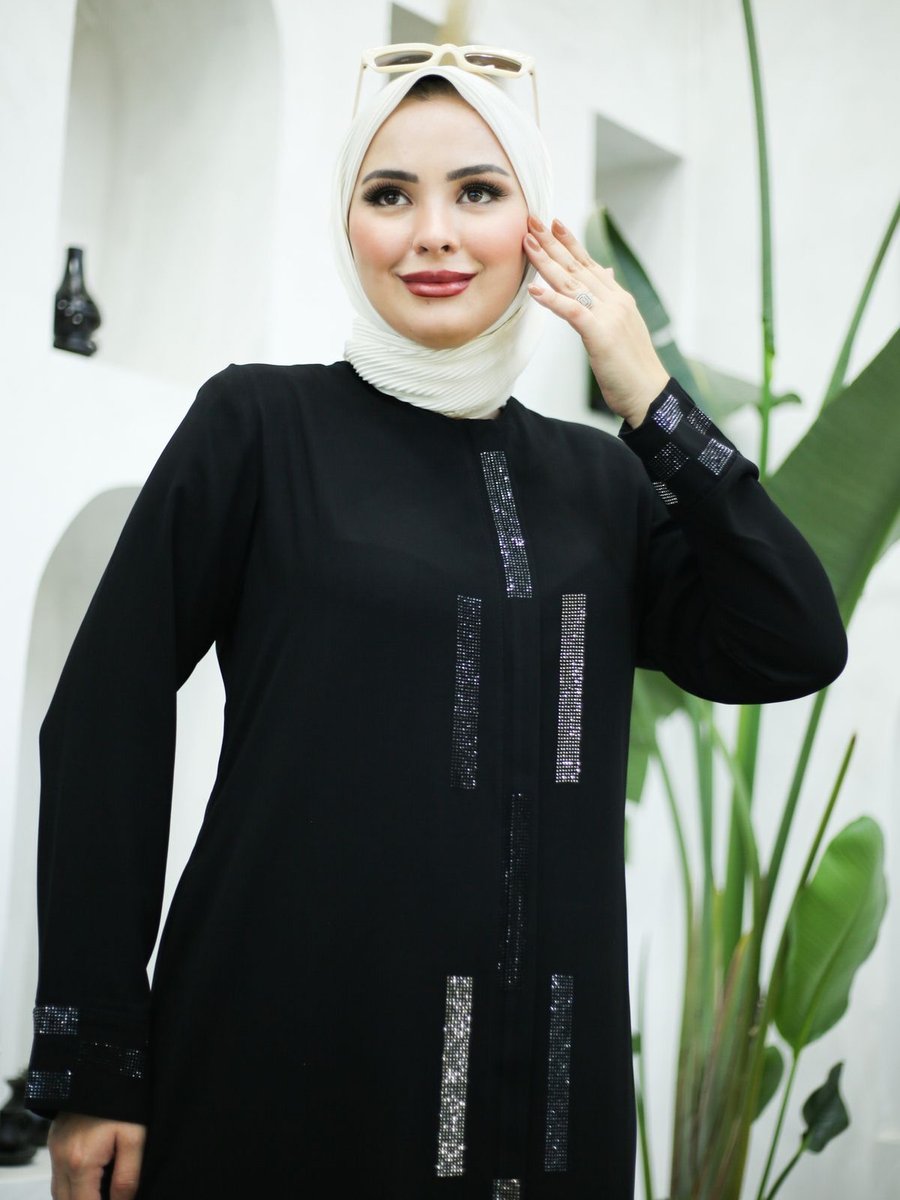 Moda İncir Taşlı Krep Ferace
