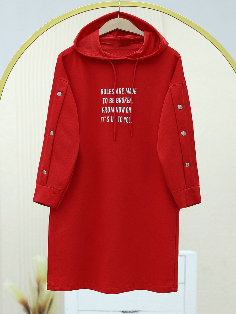 Maystore İki İplik Kolları Çıtçıtlı Kapüşonlu Sweat