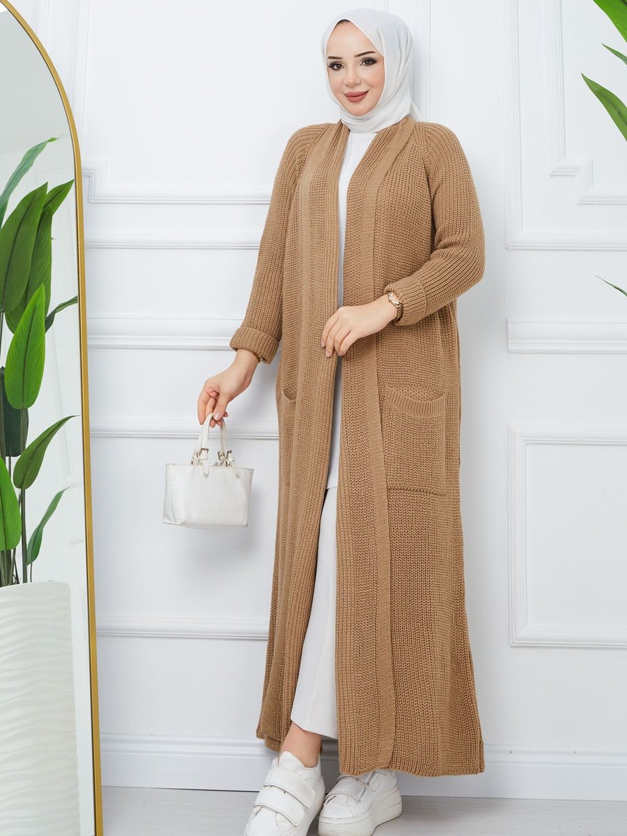 Pamuk Butik Kışlık Salaş Cepli Uzun Hırka