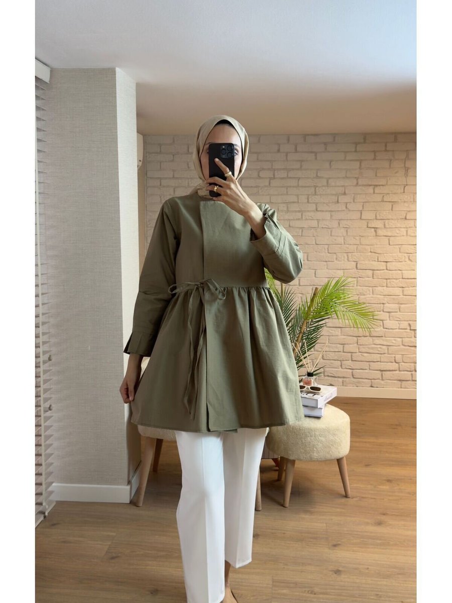 VOLT CLOTHİNG Haki Kuşaklı Tunik