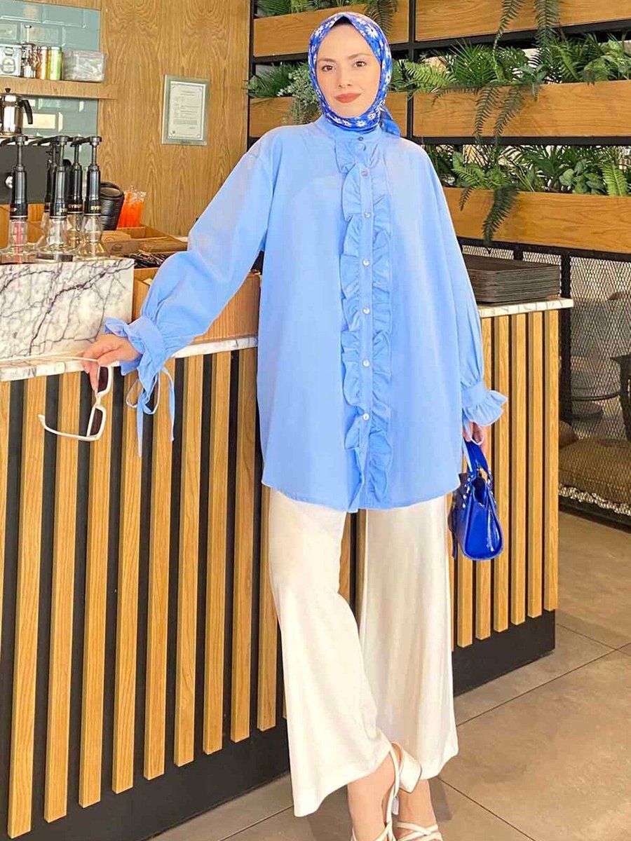Lamelif Oversize Flores Fırfırlı Tunik