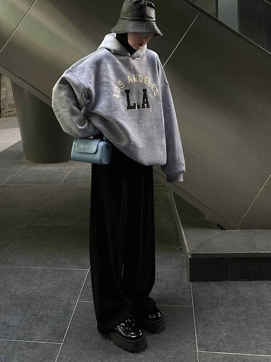 Lamelif Los Angeles Baskılı Oversize Sweatshirt