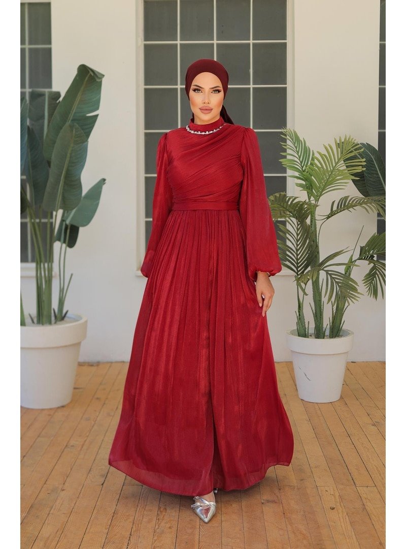 Hakimoda Bordo İlay Işıltı Abiye Elbise