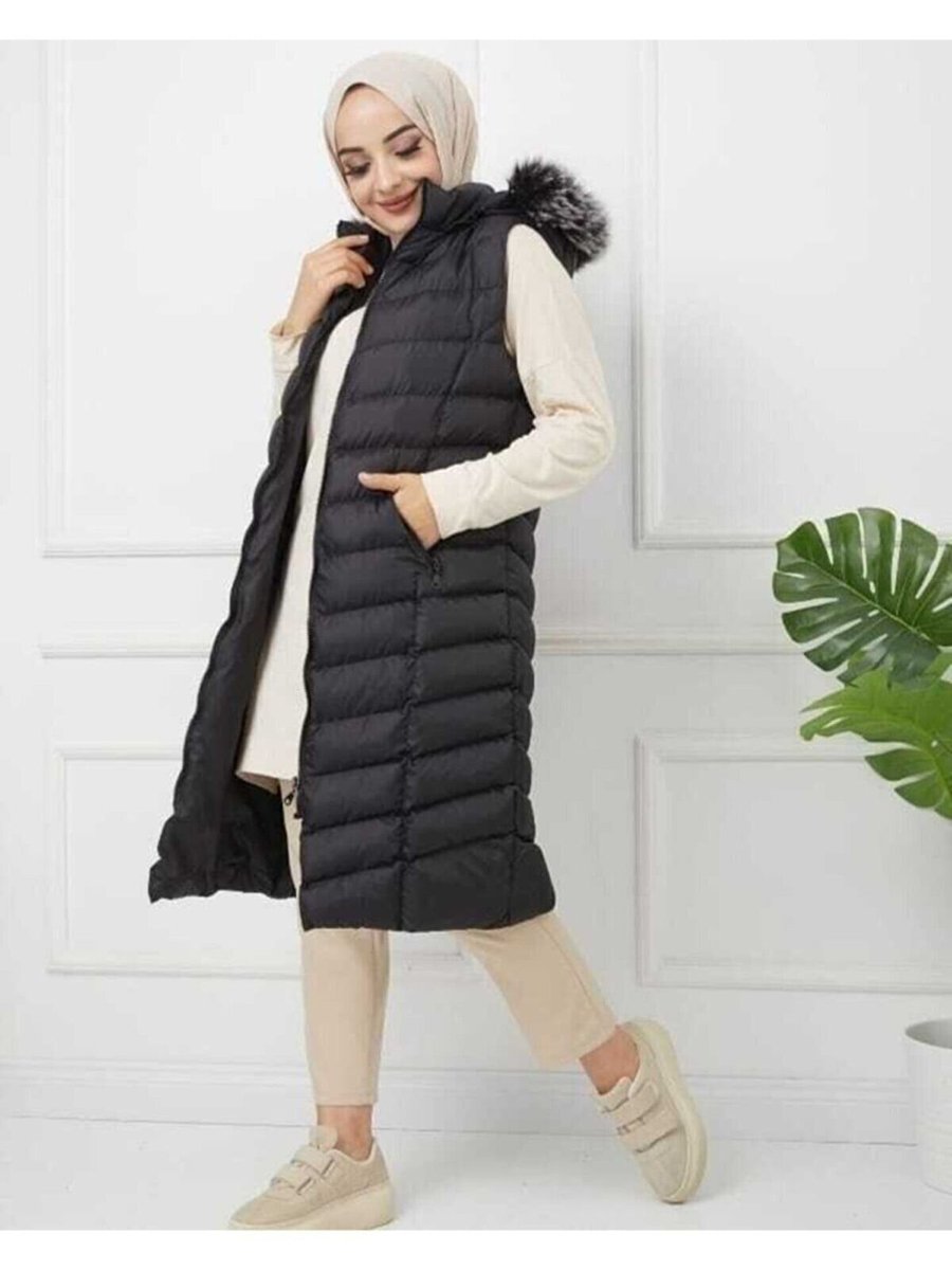 Moda Siyah Şişme Yelek