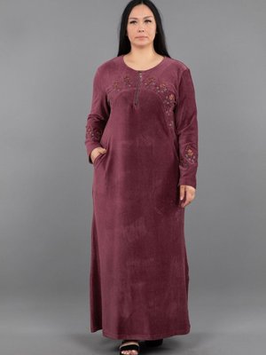 New Color Uzun Fitilli Kadife Elbise