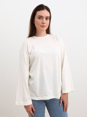 Alia Ekru Büyük Beden Oversize Pamuklu Tişört