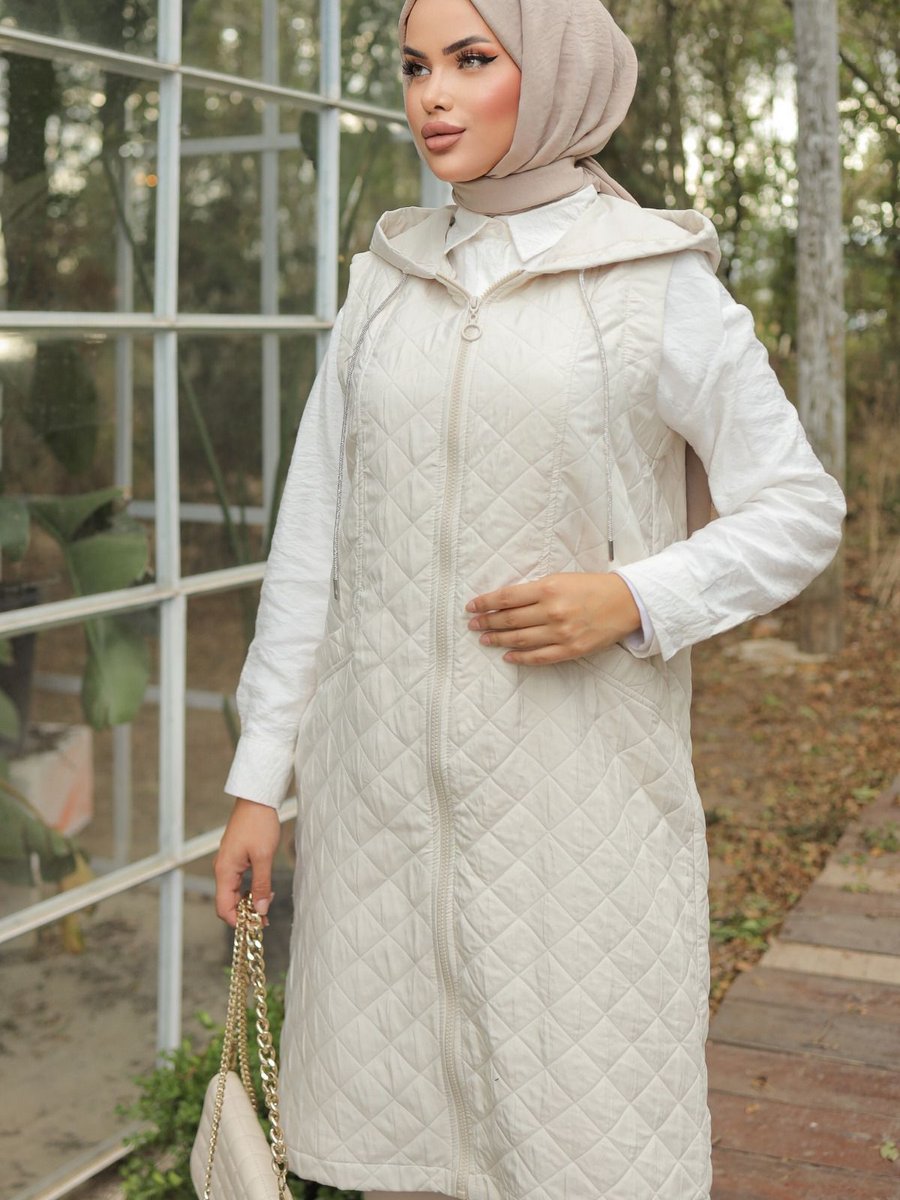En Store Kapitone Desenli Pamuklu Kumaş Spor Yelek