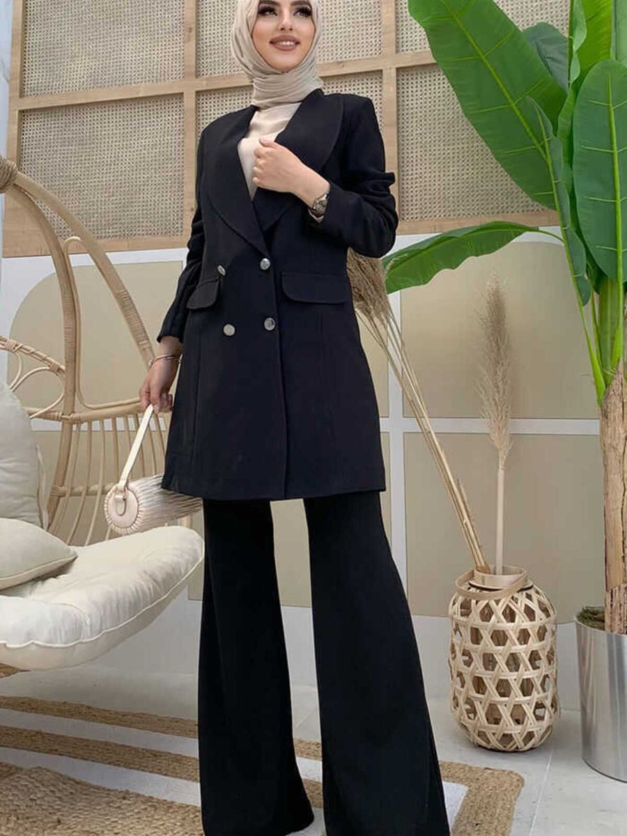 Bym Fashion Cep Görünümlü Ön Düğme Detay Astarlı Ceket Siyah