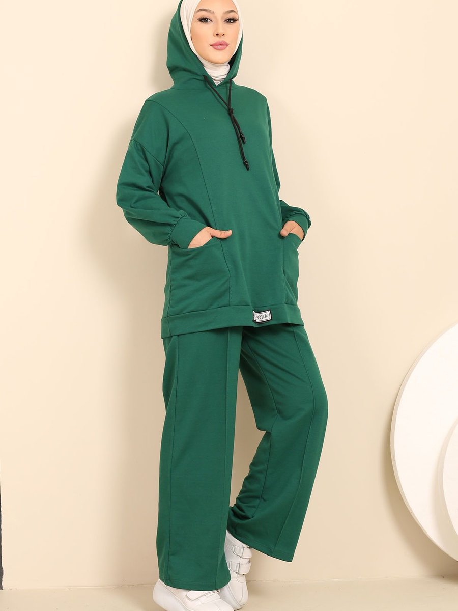 İmajbutik Zümrüt Yeşili Önü Etiketli İki İplik Takım