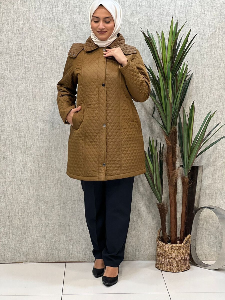 Butik Büyük Beden Kapitone Kürklü Mont