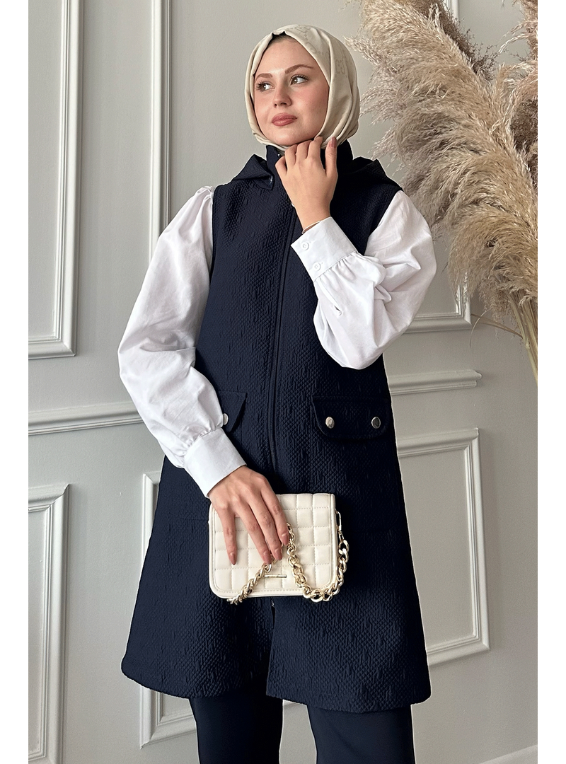 InStyle Cepli Kapitone Lacivert Yelek