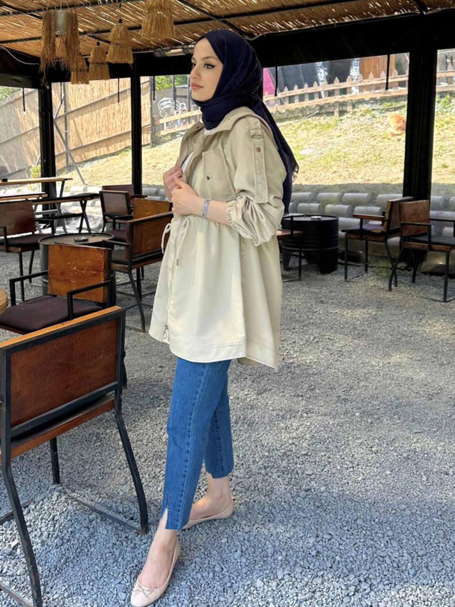 Oven Theresa Kısa Trençkot Toprak