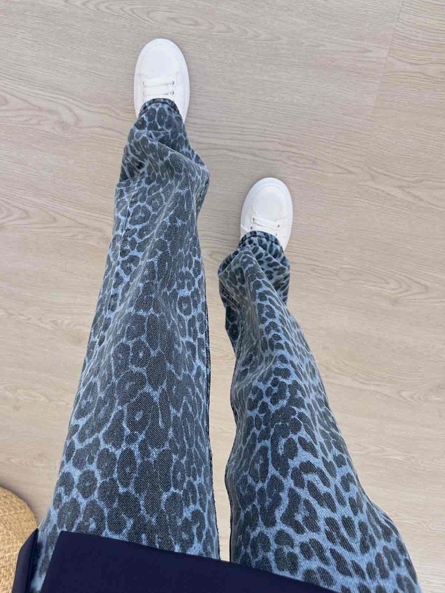 Ka Hijab Leopar Desen Pantolon Mavi