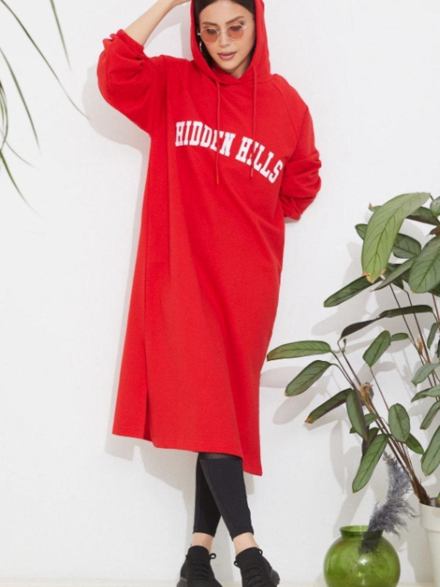 Nrealclothing Kapüşonlu Baskılı Tunik Sweatshirt