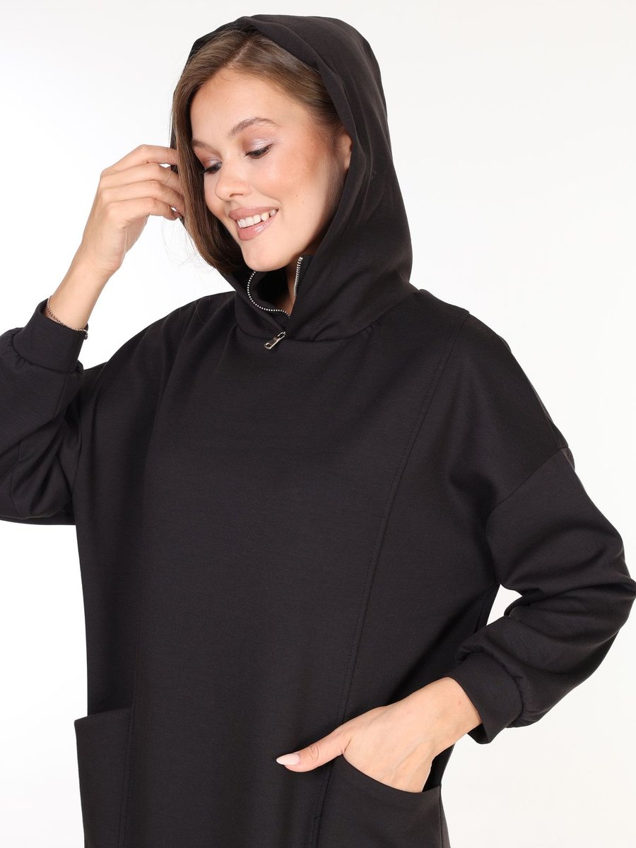 Tayhan Kadın Kapüşonlu Önü Fermuarlı Sweatshirt