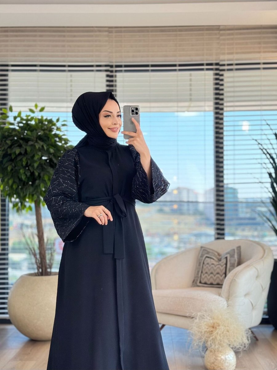 Alanurmoda Kolları Sim Detaylı Abaya