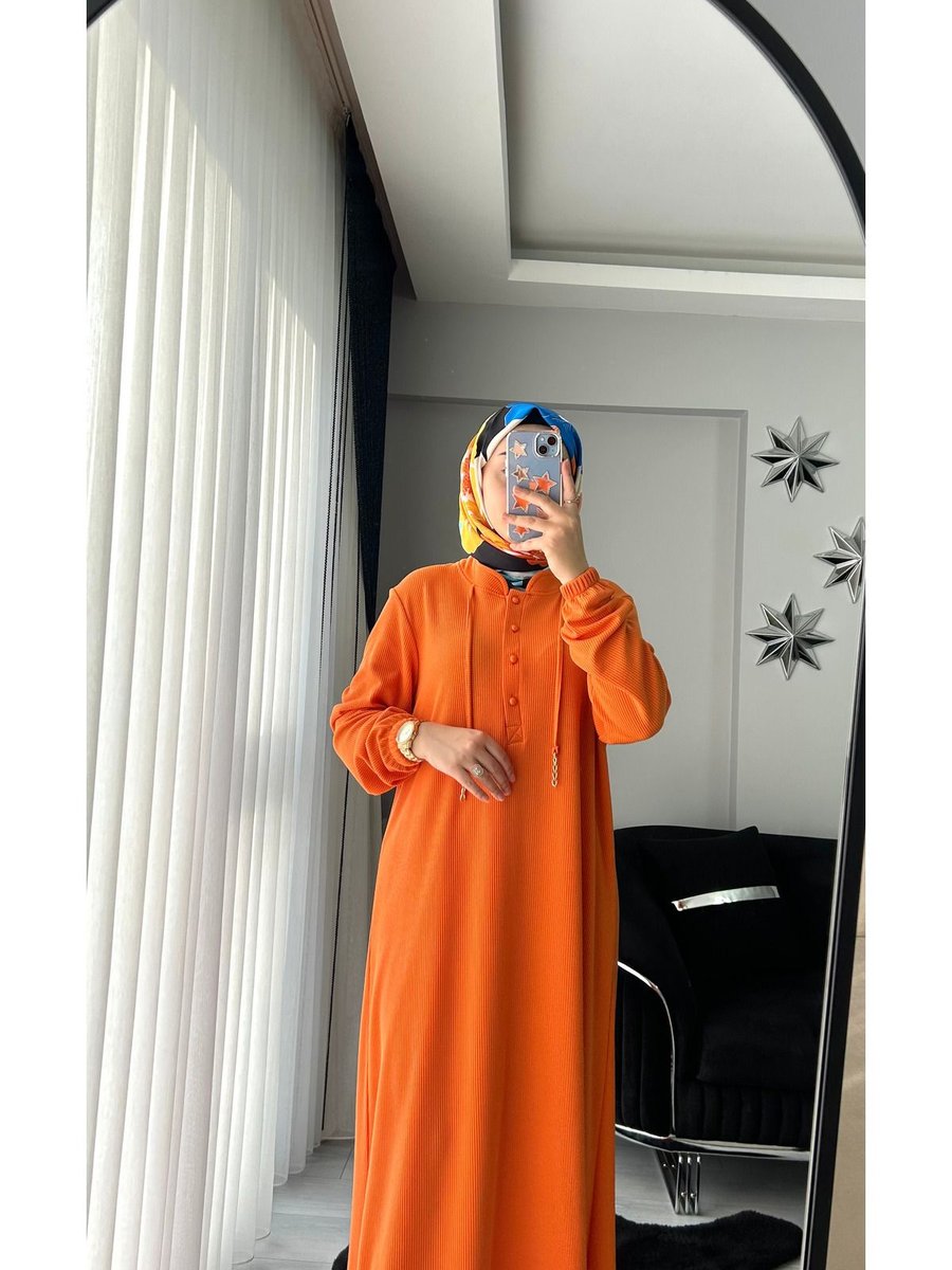 Elsi Oversize Düğmeli İpli Fitilli Elbise