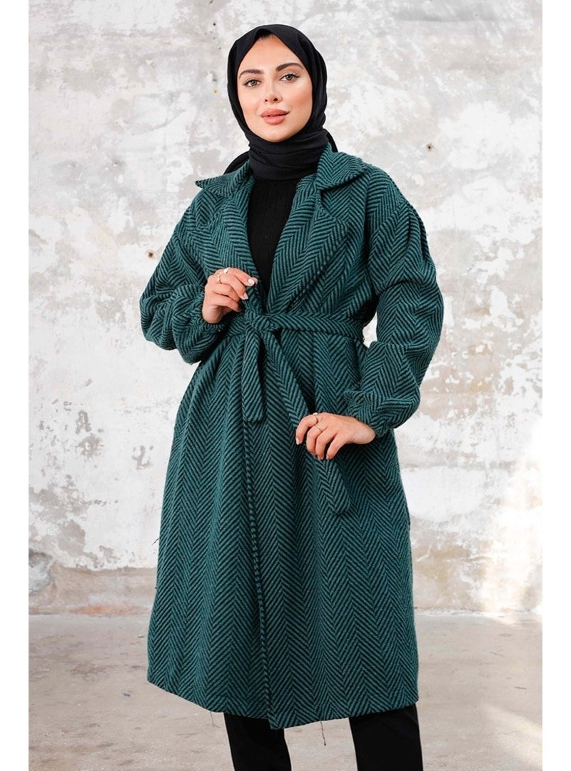 Bestenur Haki Esilay Kuşaklı Oversize Kap