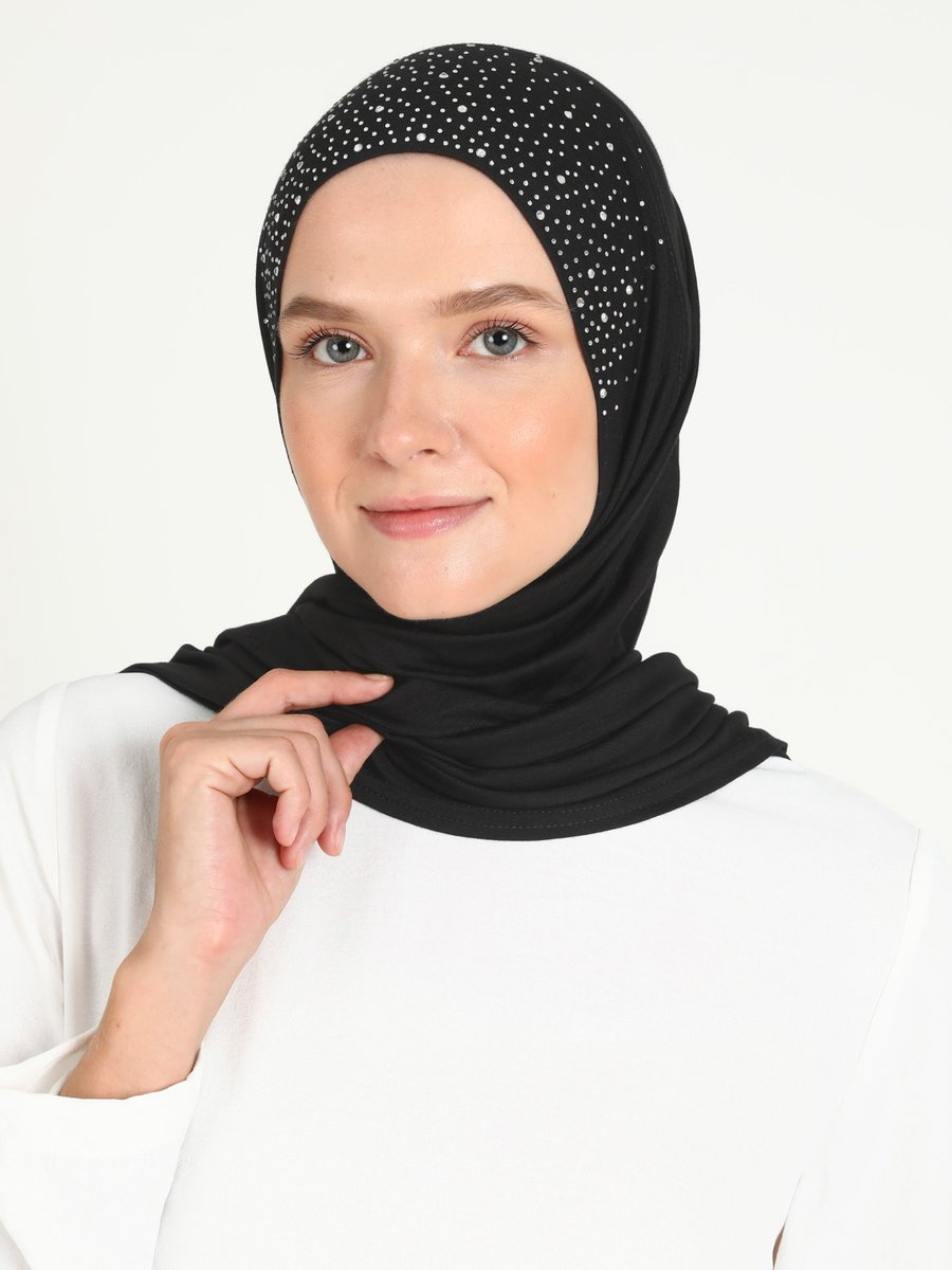 Ecardin Hazır Türban Siyah Gümüş Rengi
