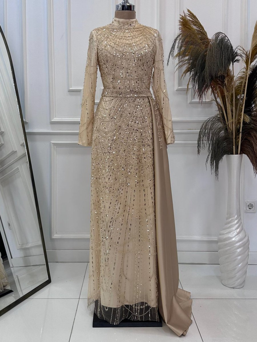 Lavienza Gold Rengi Diva Abiye Elbise