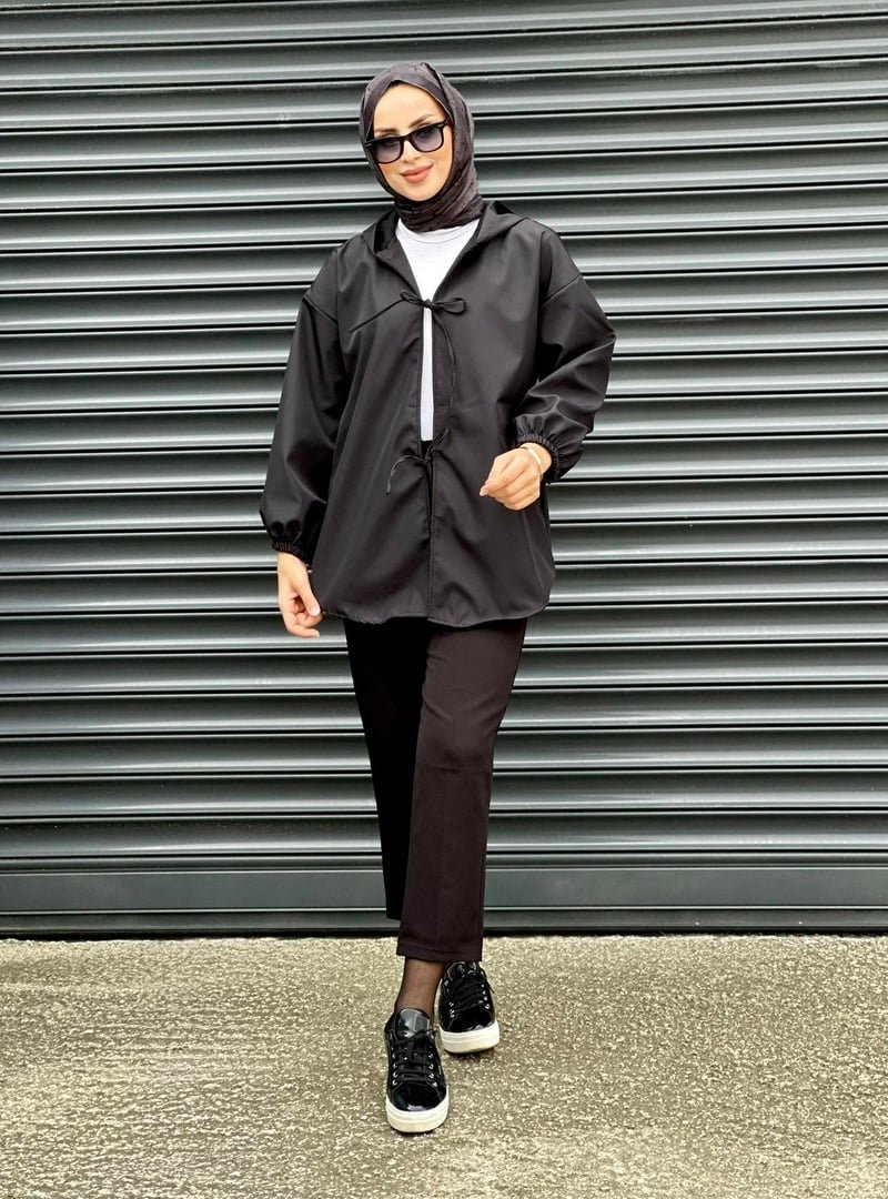 Nergis Neva Kapşonlu Önü Baglamalı Kimono