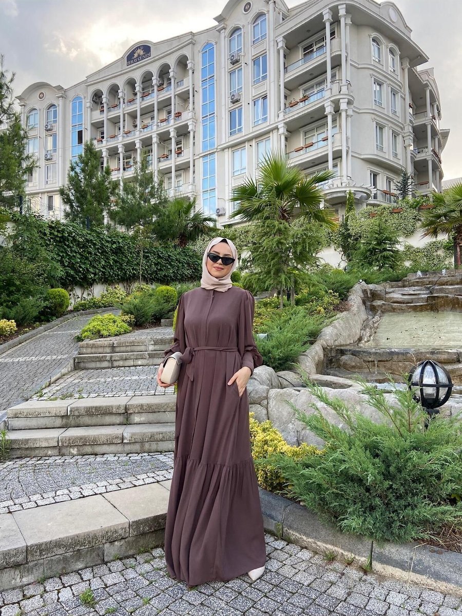 Berel Moda Sena Ferace Krep Koyu Vizon