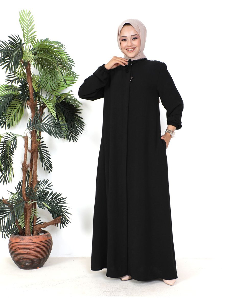 Msk Fashion Bağcıklı Ferace Siyah