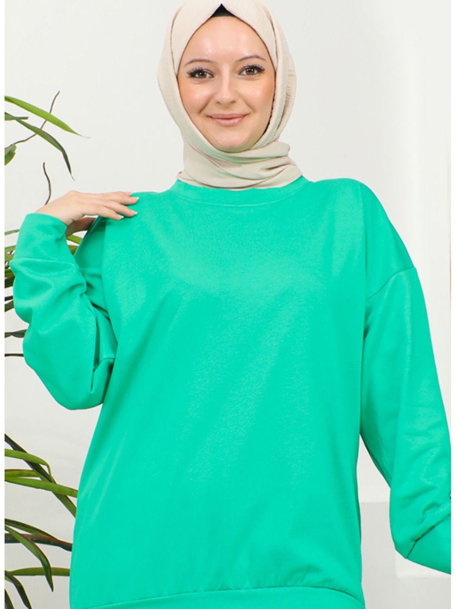 Sefamerve Düz Spor Sweatshirt Yeşil