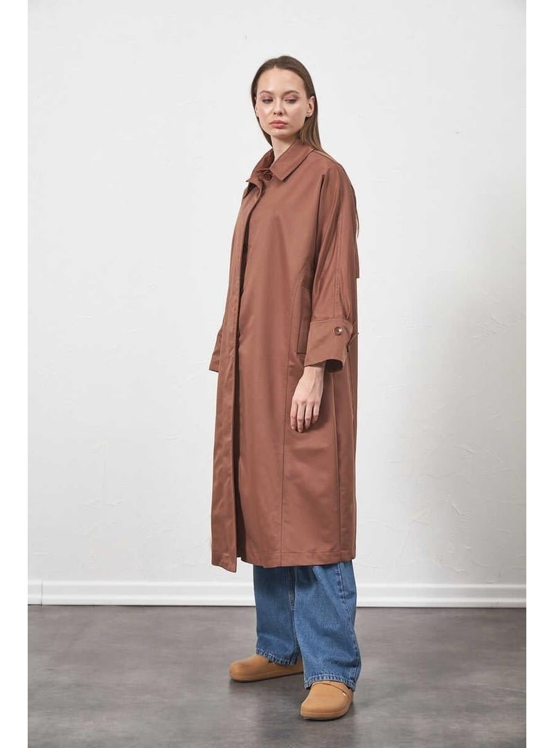 Mevra Oversize Trençkot Ceket Kahve