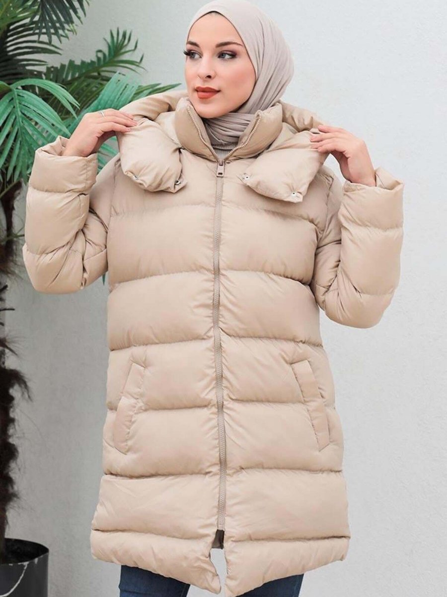 Smr Doılumlu Şişme Mont Bej
