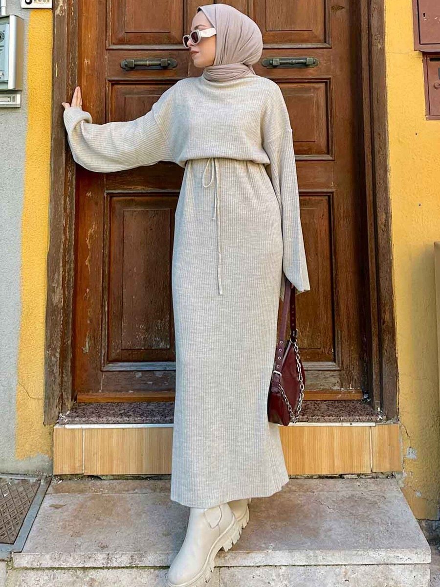 Lamelif Yarasa Kol Triko Elbise