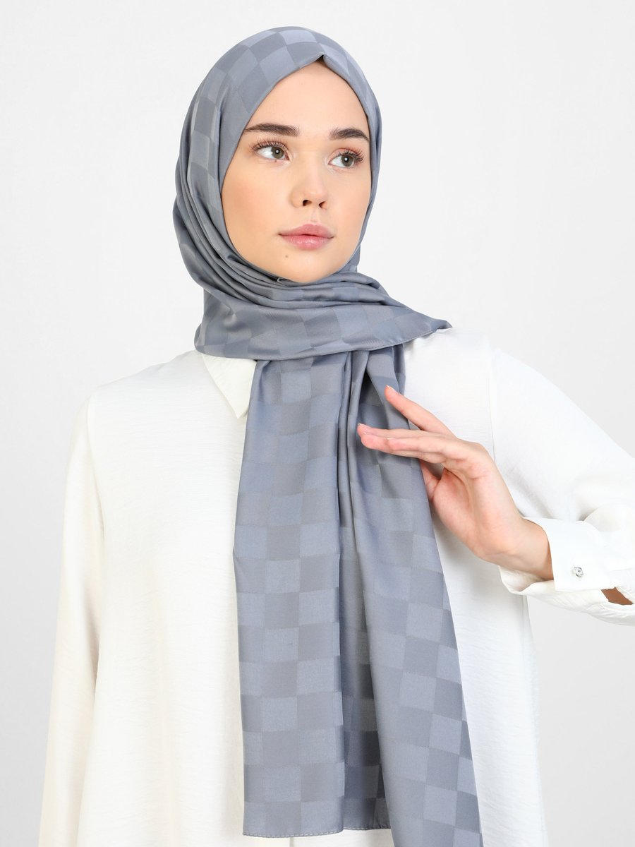 Tuva Gri Diamond Dama Desen Şal