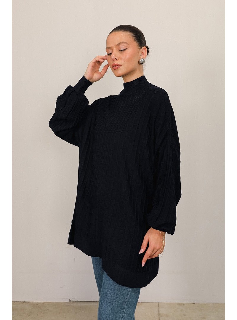 Melike Tatar Lacivert Basic Triko Tunik