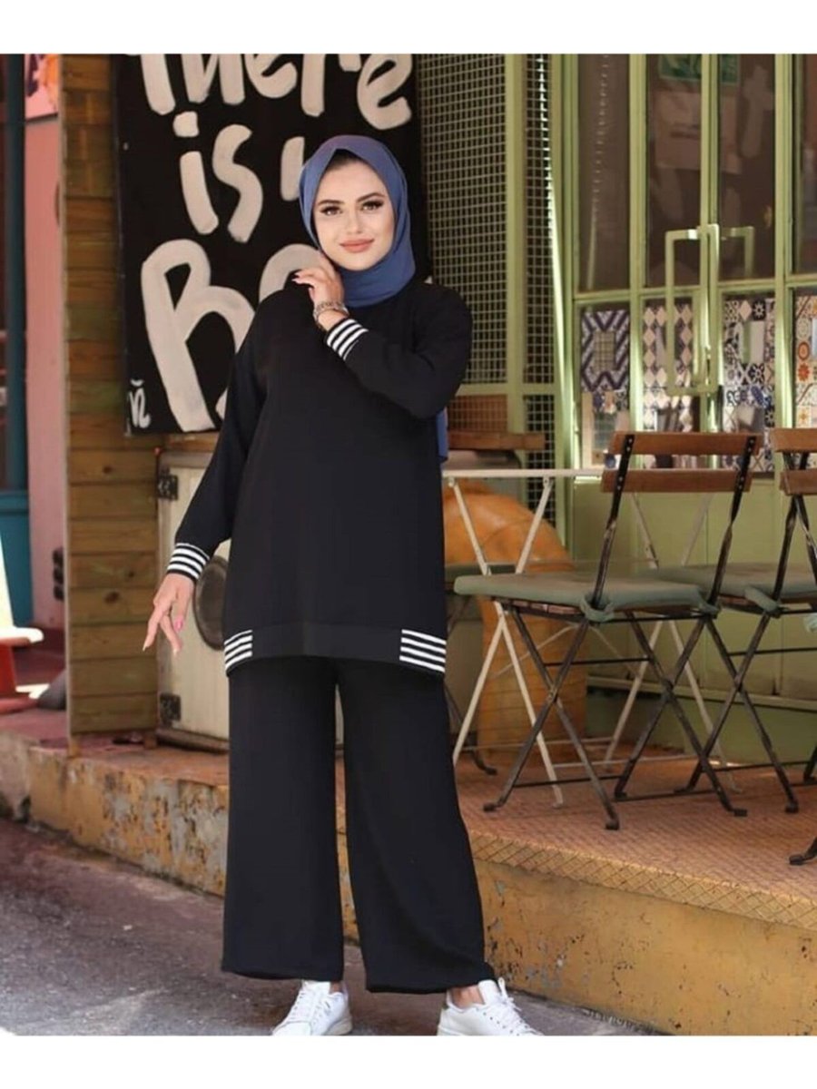 Eck Moda Siyah Keten Kumaş Alt Üst Takım