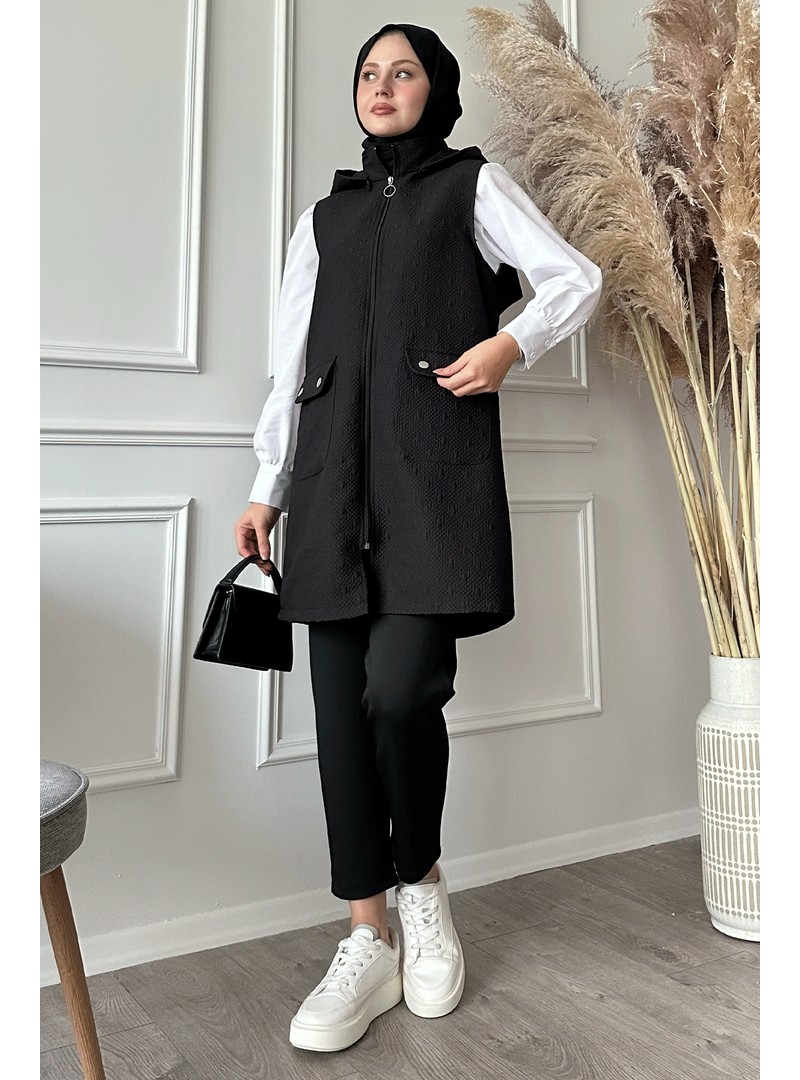 InStyle Cepli Kapitone Siyah Yelek