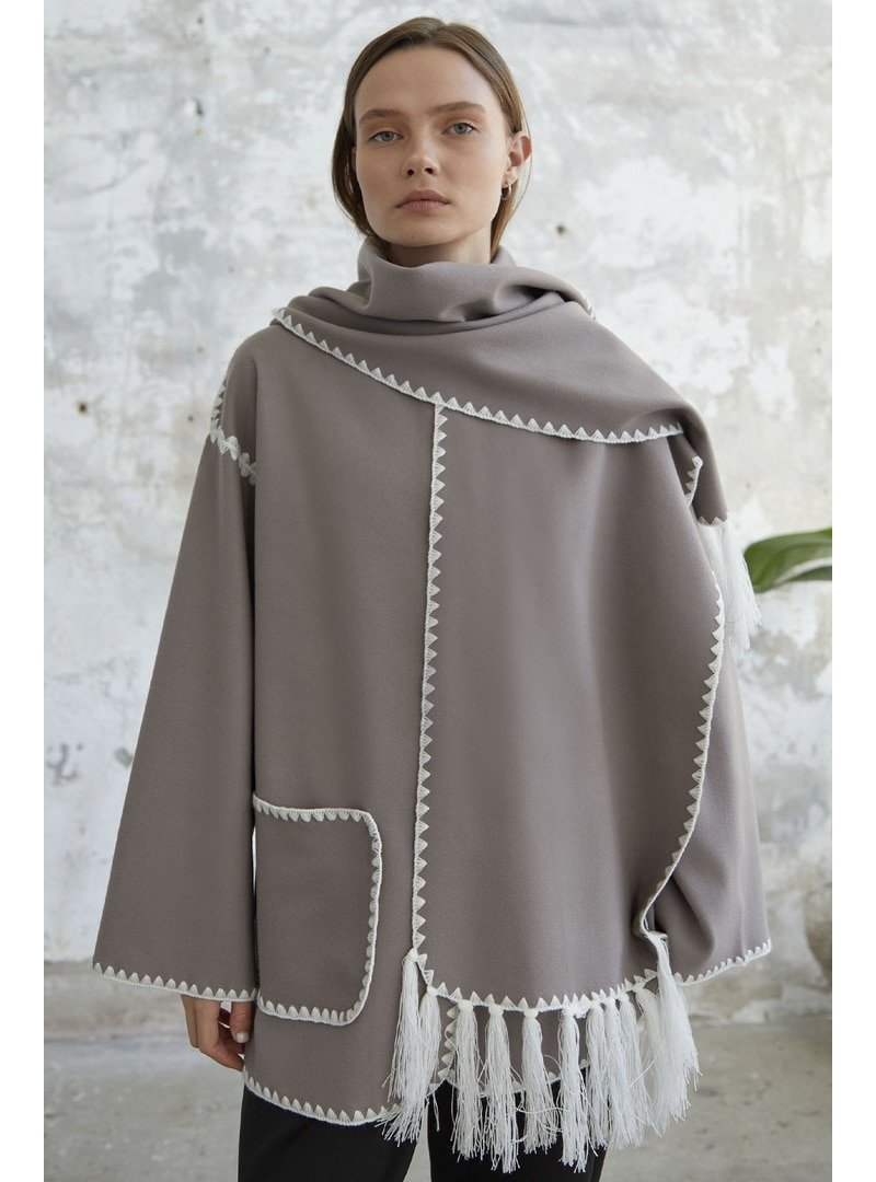 InStyle Latte Alira Atkılı Kaşe Ceket