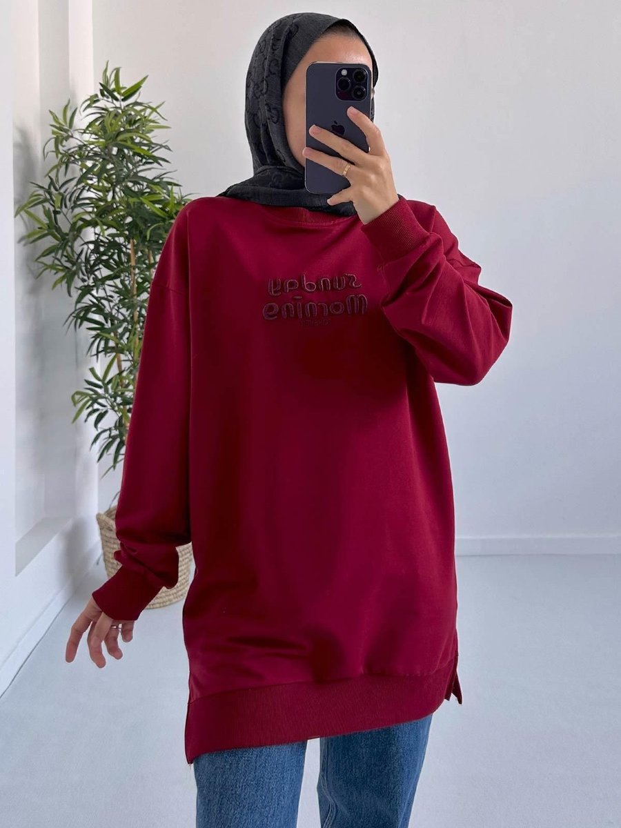 Ka Hijab Sunday Pamuk Sweatshirt Bordo