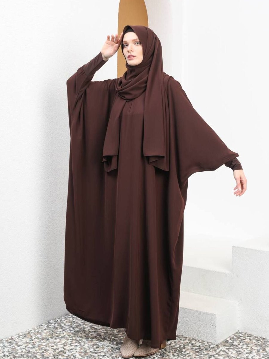 Valens Boutique Yarasakol Ferace Yarım Fermuar Sandy Bilek Tesettür Elbise