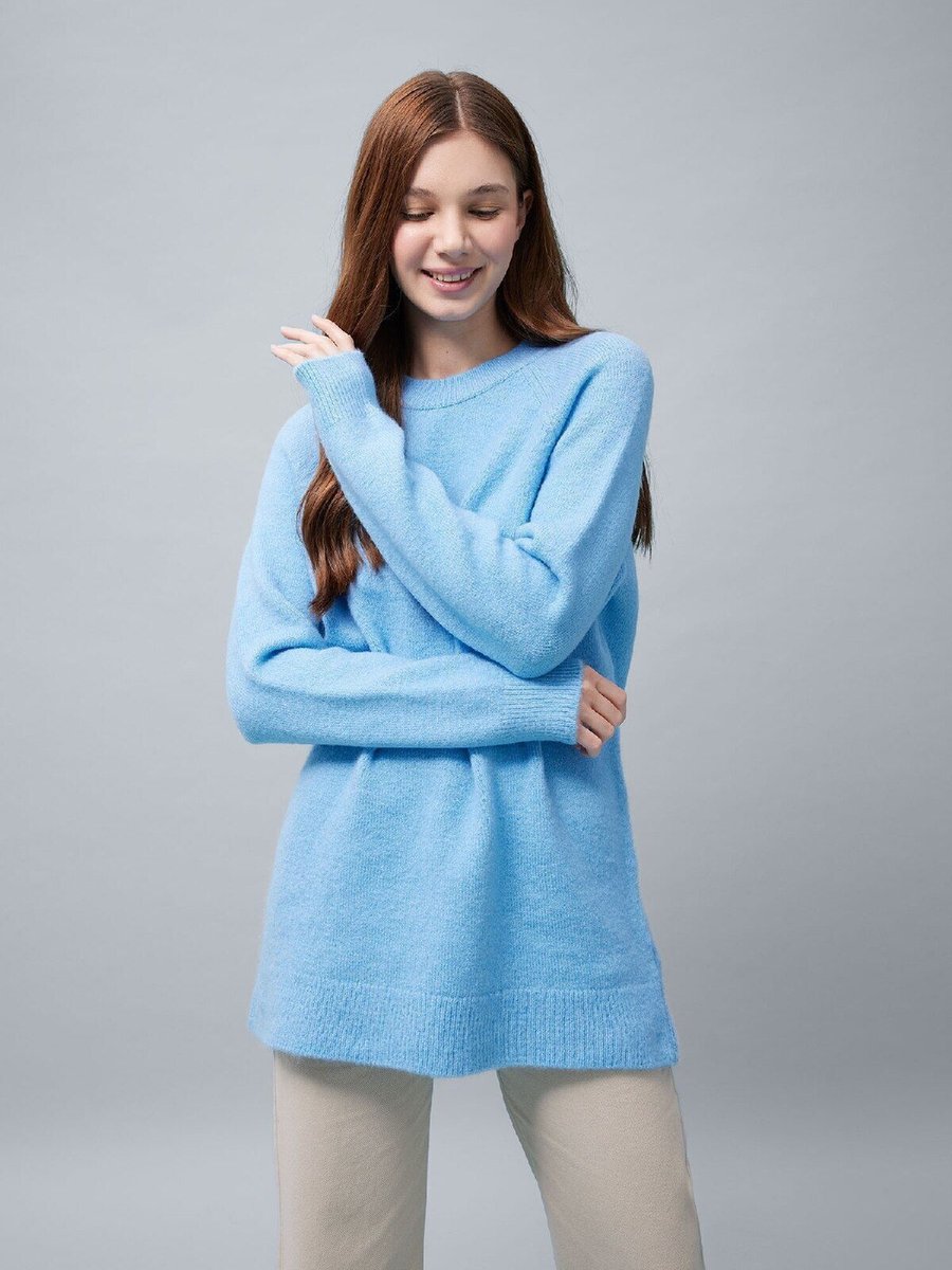 Defacto Regular Fit Bisiklet Yaka Basic Düz Triko Kazak Tunik B2709ax23wn