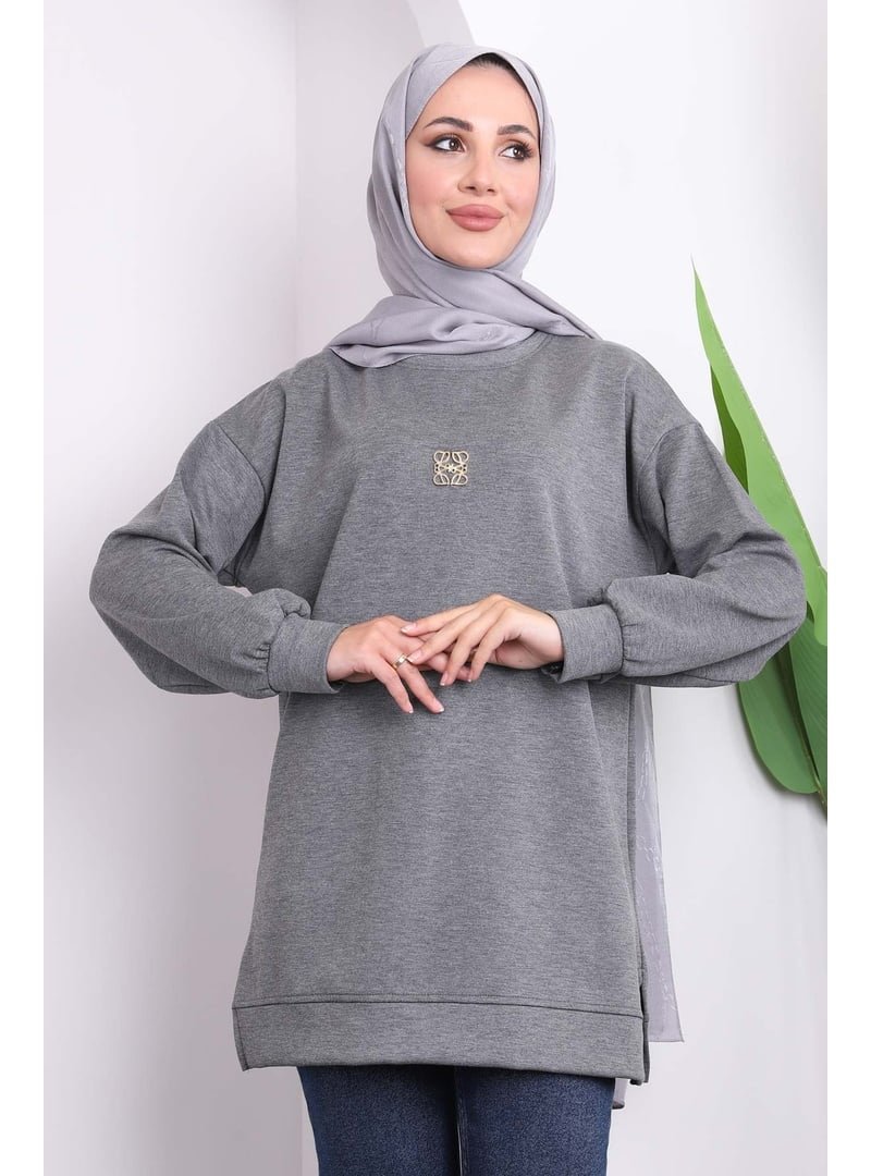 İmaj Butik Füme Aksesuarlı Modal İki İplik Tunik