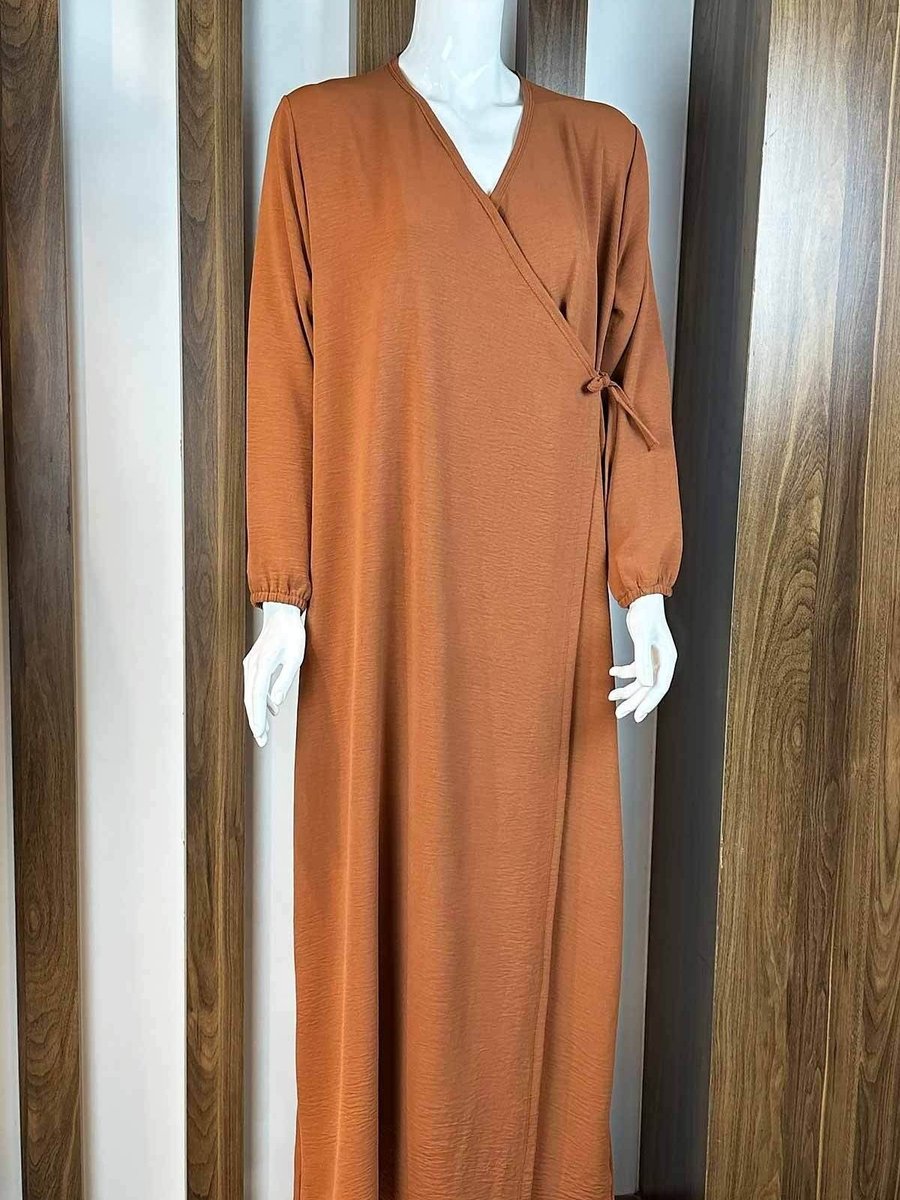 Miss Merveille Taba Yandan Bağlamalı Kendinden Desenli Namaz Elbisesi