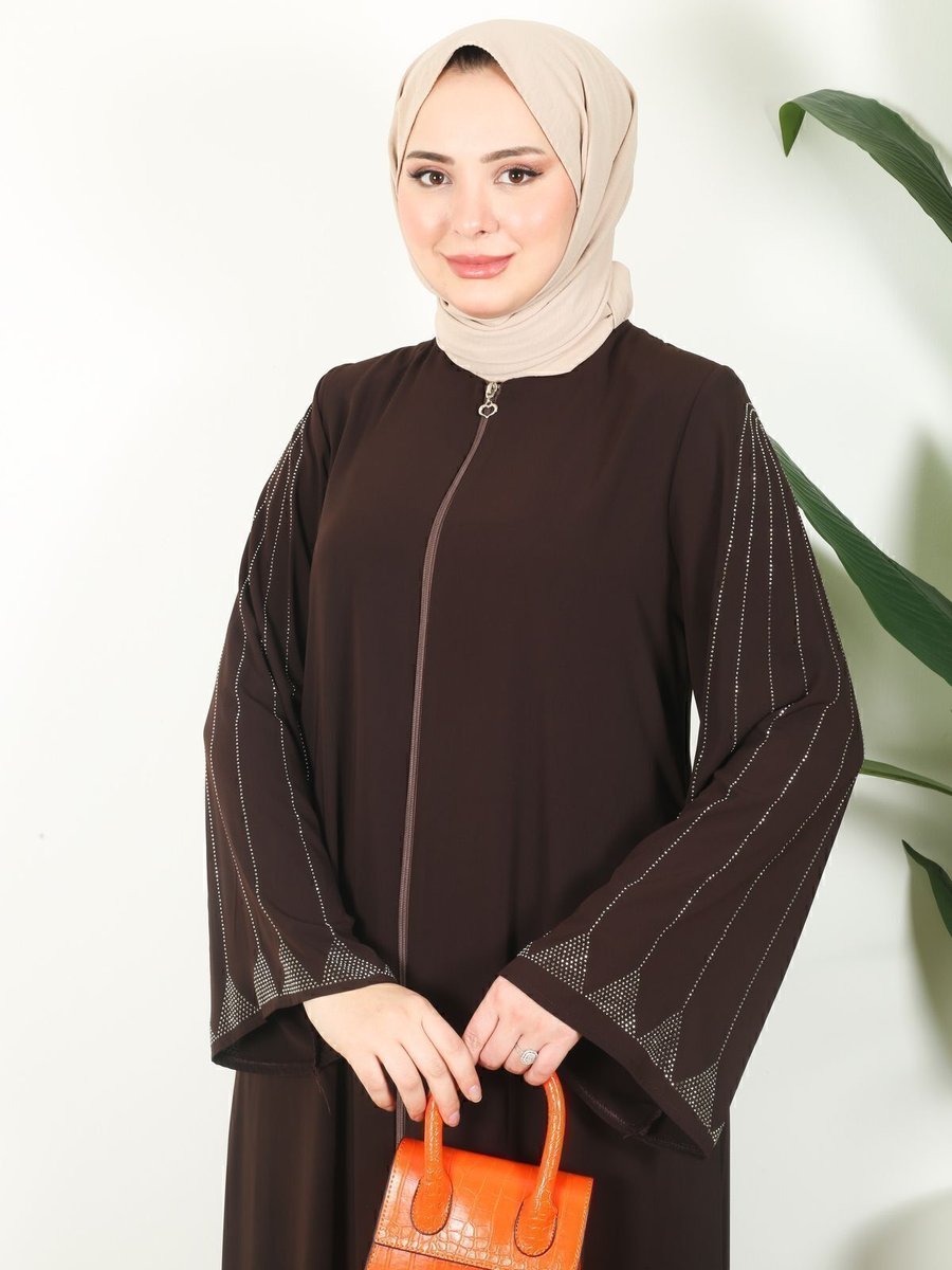 Moda İncir Kolu Taşlı Ferace
