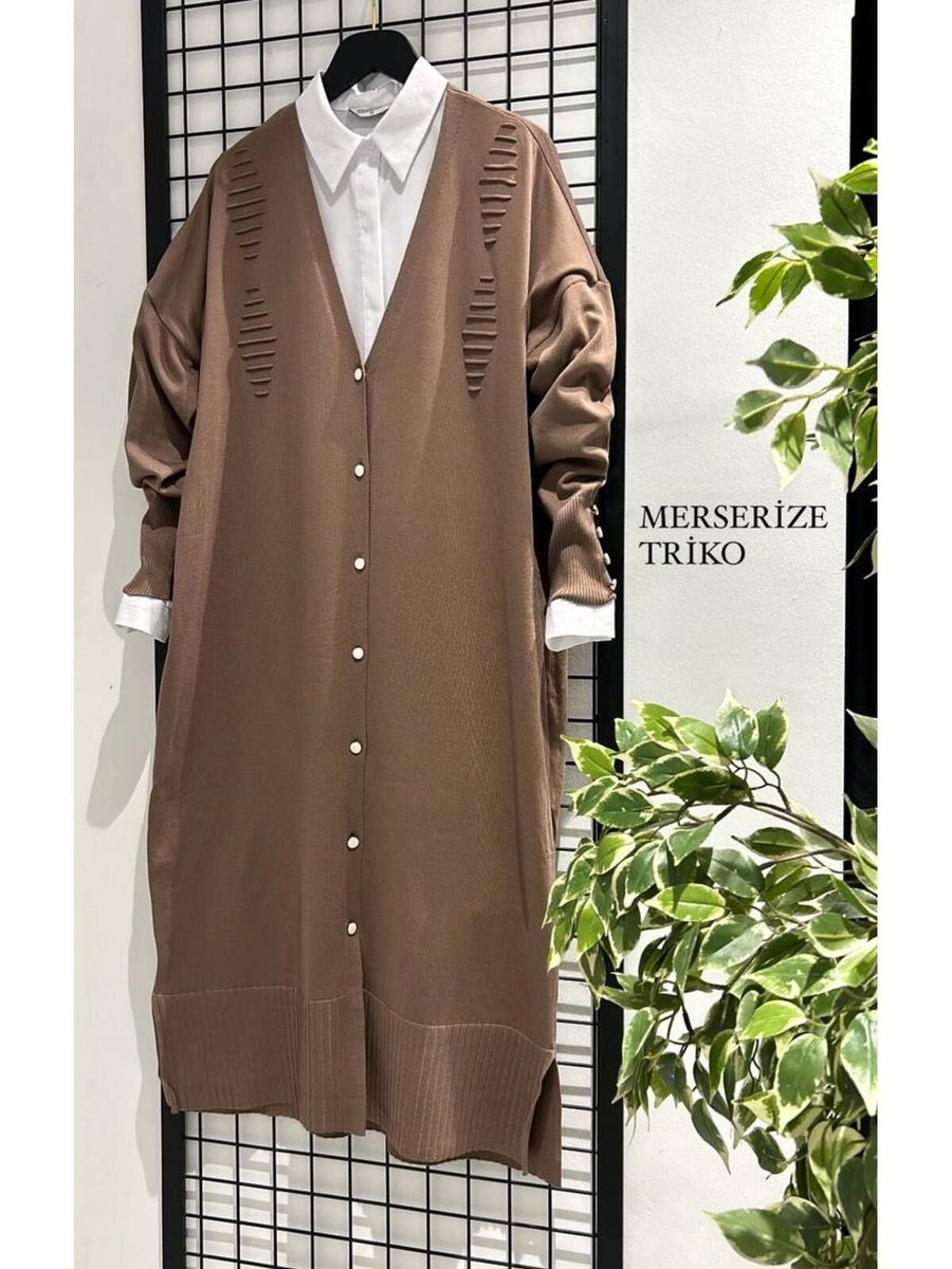 Meryemce Butik Soğuk İp Merserize Hırka Standart Beden (38 Uyumlu)