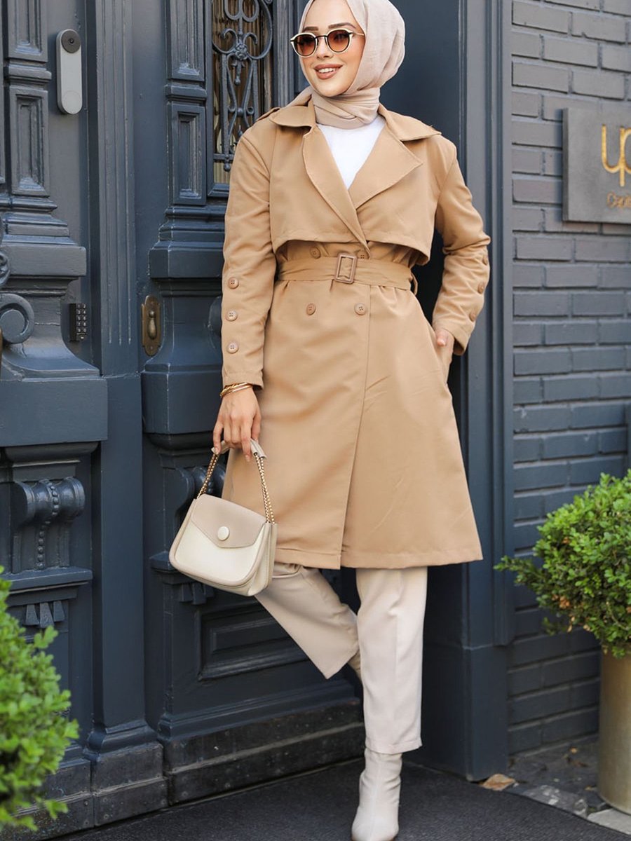 Neva Style Kemerli Camel Trençkot