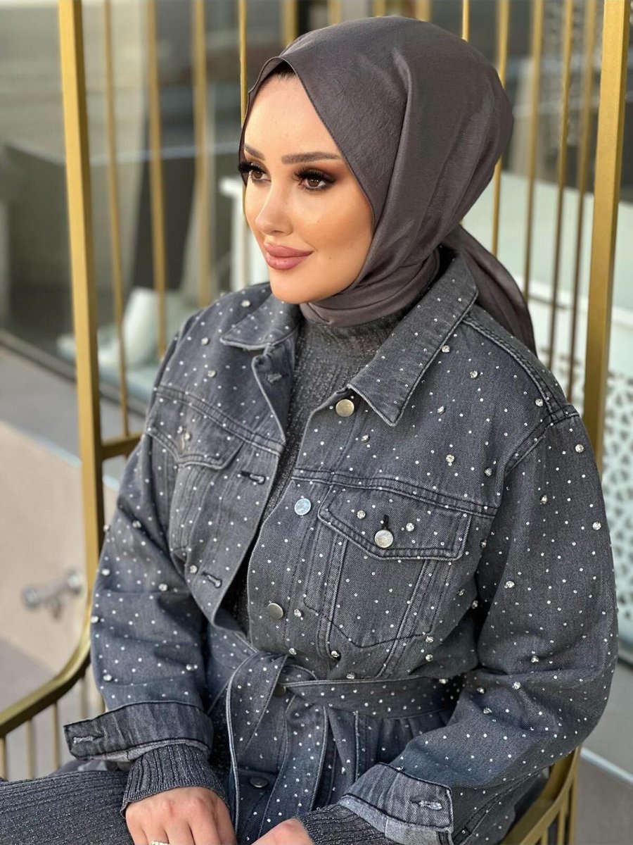 Merwish Taşlı Kot Ceket