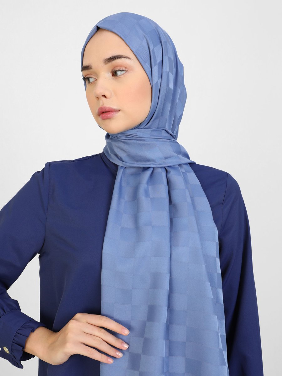Tuva Kot Mavi Diamond Dama Desen Şal