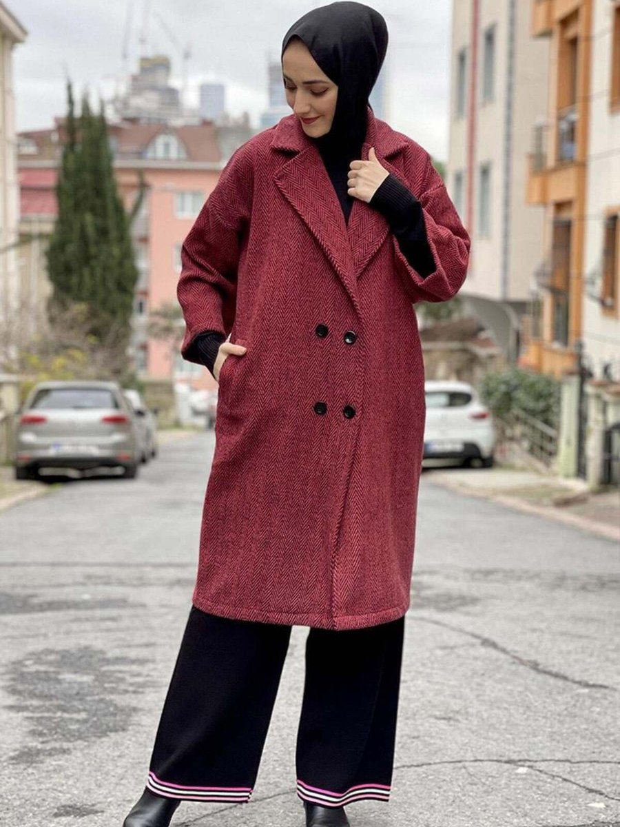 End Kaşe Ceket Bordo