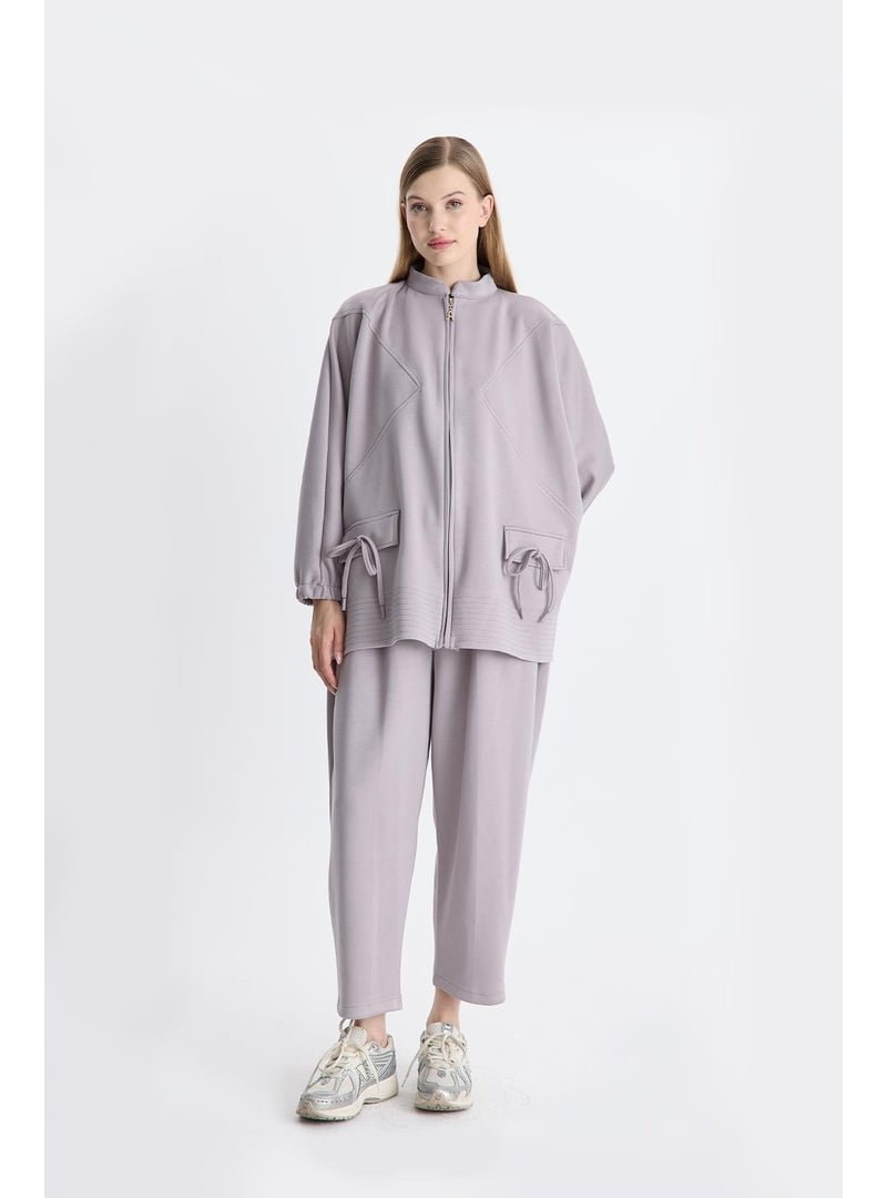 AHEL Gri Coralie Basic Pantolonlu Takım